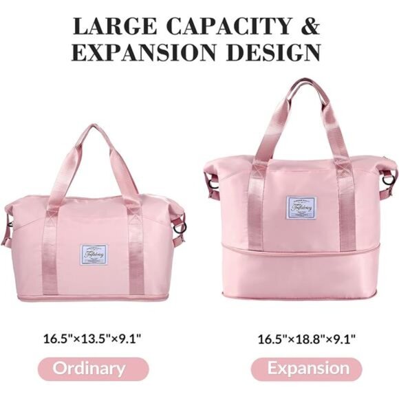 Travel Duffel Bag - Large Shoulder Weekender Overnight Bag, Carry on Bags - Picture 3 of 8